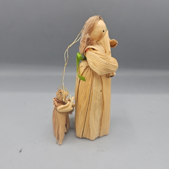 Vintage Corn Husk Doll Hanging Ornament Decor Handmade Fall Broom Harvest - Picture 2 of 11